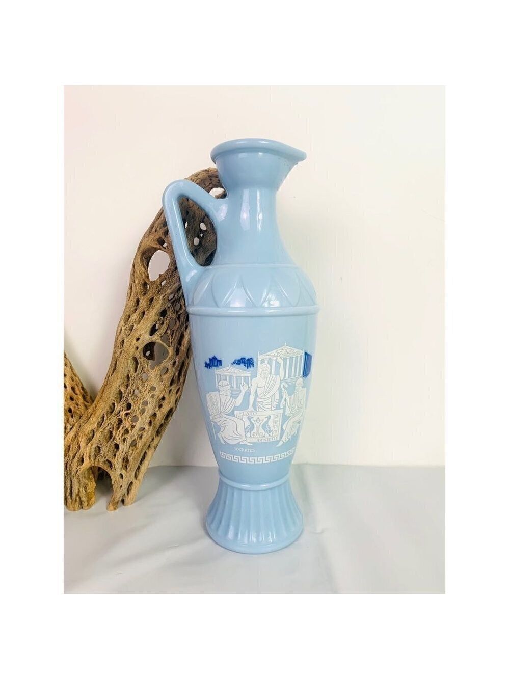 Vintage 1961 Jim Beam Blue Milk Glass Decanter